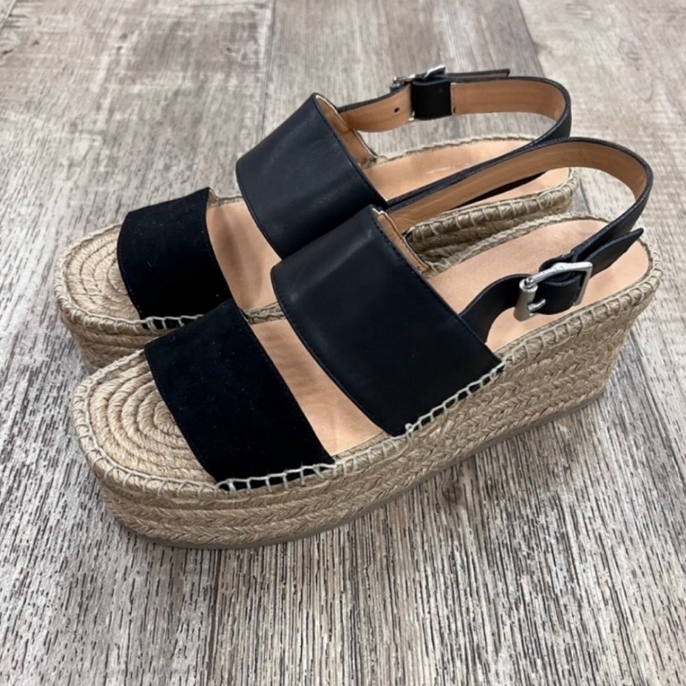 Rag & Bone Edie Black Espadrille Wedge Sandals Size 6.5 - Picture 2 of 15